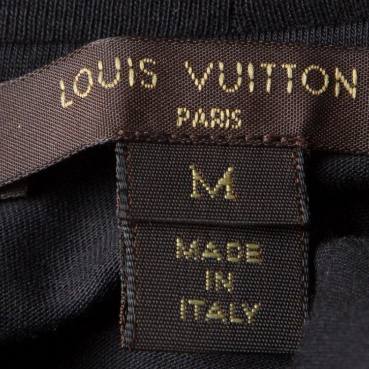 Pre Owned Louis Vuitton Black Sequin Embellished Short Sleeve T-Shirt M