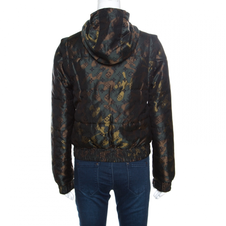 Pre Owned Louis Vuitton X Takashi Murakami Monogramouflage Convertible Puffer Jacket/Vest M