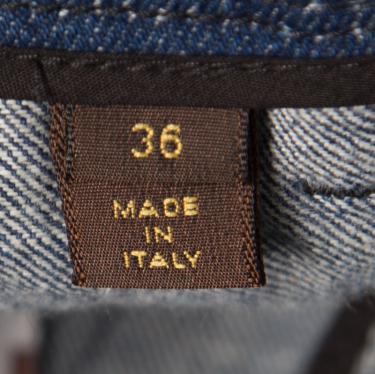 Pre Owned Louis Vuitton Indigo Dark Wash Contrast Piping Boot Cut Denim Jeans S