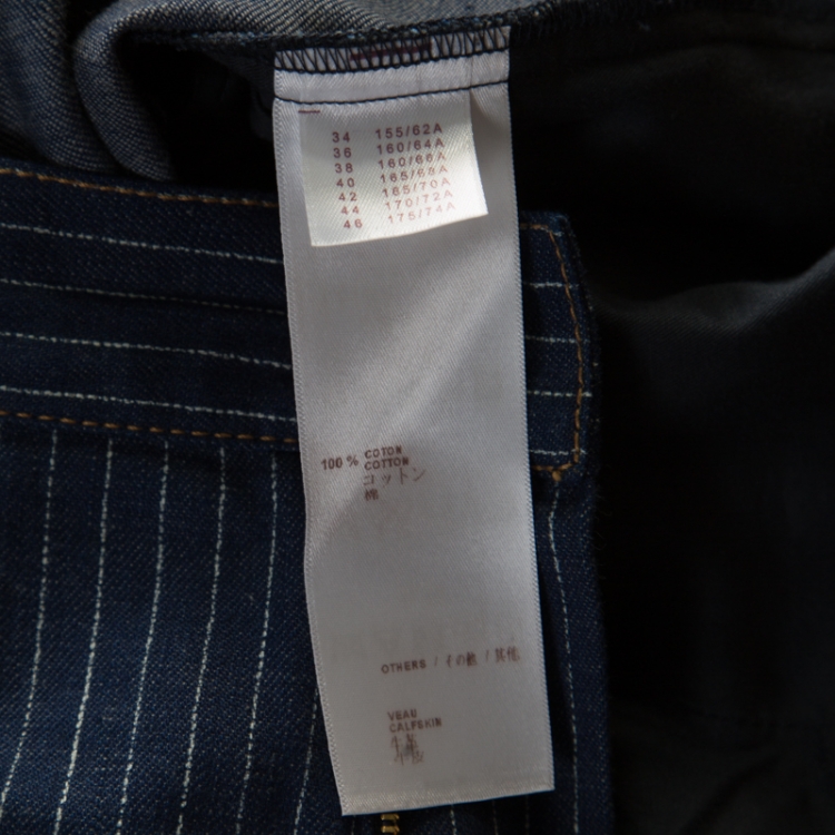 Pre Owned Louis Vuitton Indigo Striped Denim Straight Fit Jeans M