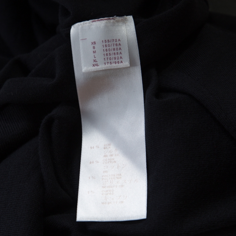 Pre Owned Louis Vuitton Navy Blue Silk and Cotton Knit Crew Neck Crop Top L