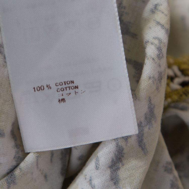 Pre Owned Louis Vuitton Yellow Monogram Print Cotton Ruche Detail Mini Dress S