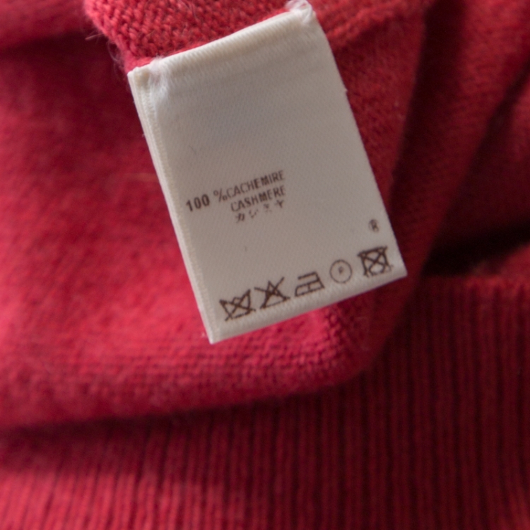 Pre Owned Louis Vuitton Red Cashmere Embellished Pocket Sweater M 