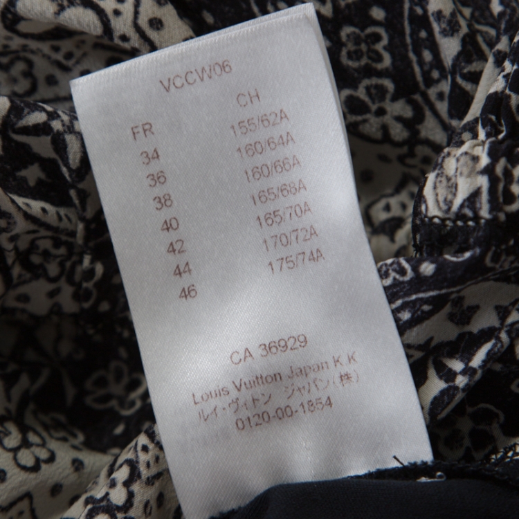 Pre Owned Louis Vuitton Navy Blue Jersey and Silk Printed Monogram Dress M 