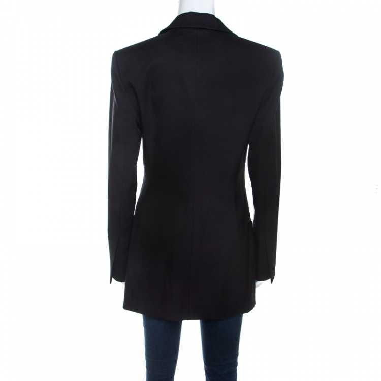 Pre Owned Louis Vuitton Black Silk Wool Double Breasted Blazer M