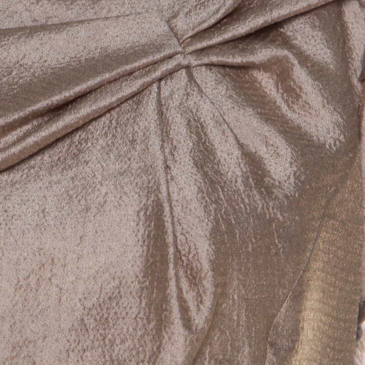 Pre Owned Louis Vuitton Beige Wool Bow Detail Short Sleeve Blouse M 