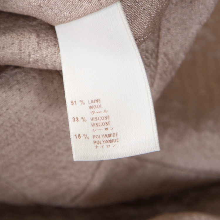 Pre Owned Louis Vuitton Beige Wool Bow Detail Short Sleeve Blouse M 