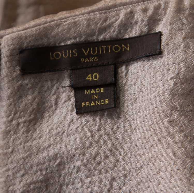 Pre Owned Louis Vuitton Beige Wool Bow Detail Short Sleeve Blouse M 