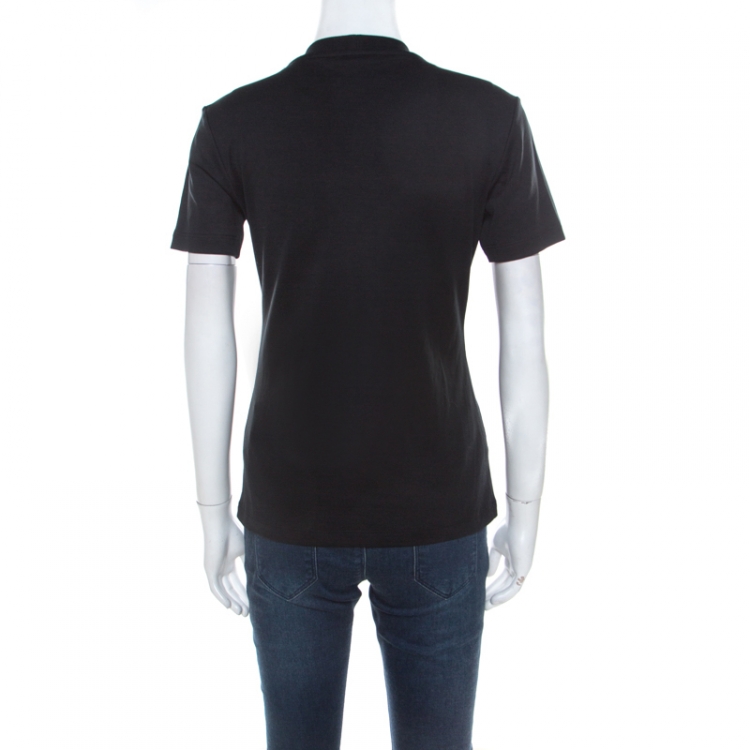 مملوكة مسبقًا Louis Vuitton Black Cotton Logo Stamp T Shirt XS 