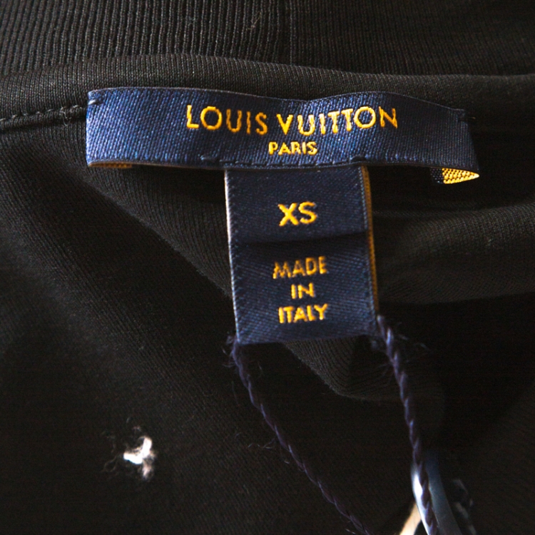 مملوكة مسبقًا Louis Vuitton Black Cotton Logo Stamp T Shirt XS 