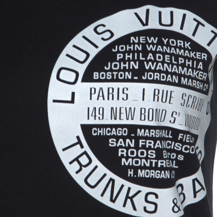 مملوكة مسبقًا Louis Vuitton Black Cotton Logo Stamp T Shirt XS 