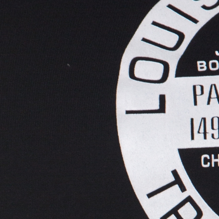 Pre Owned Louis Vuitton Black Cotton Logo Stamp Printed T Shirt S 