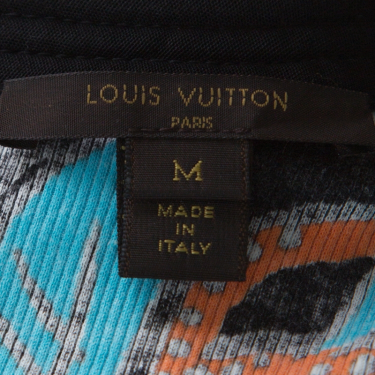 Pre Owned Louis Vuitton Multicolor Abstract Print Stretch Cotton Zip Front Cardigan M