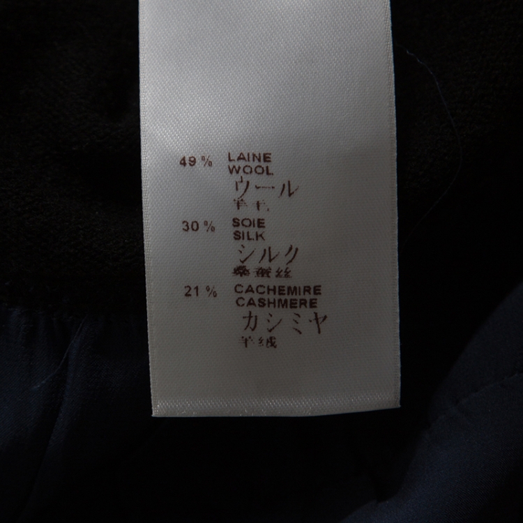 Pre Owned Louis Vuitton Navy Blue Cashmere and Silk Sequinned Dress M
