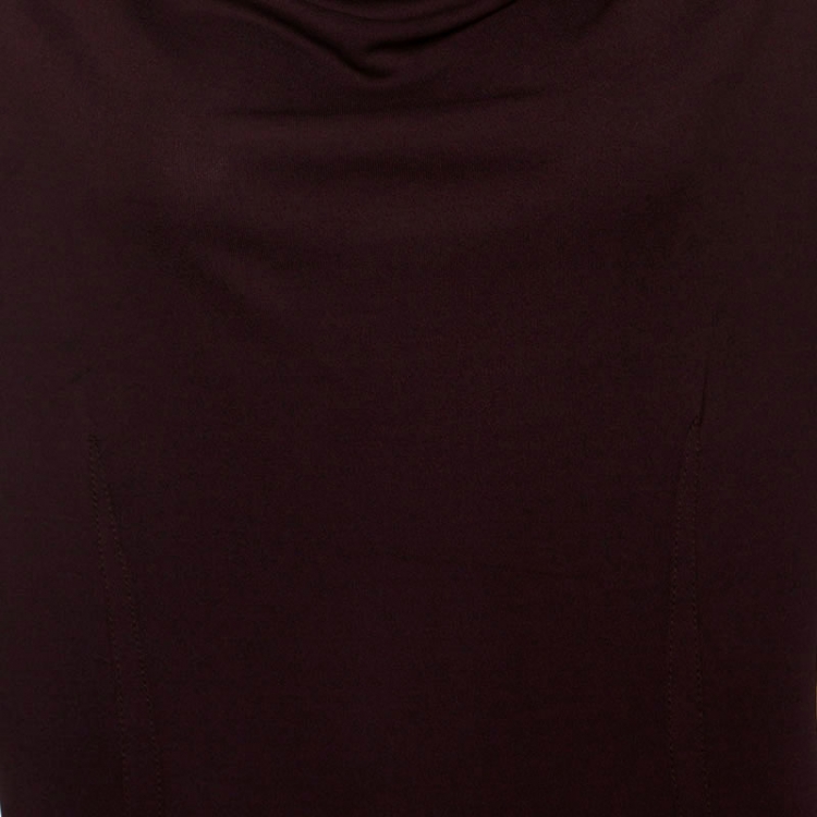 Pre Owned Louis Vuitton Burgundy Knit Draped Neck Back Tie Detail Top M