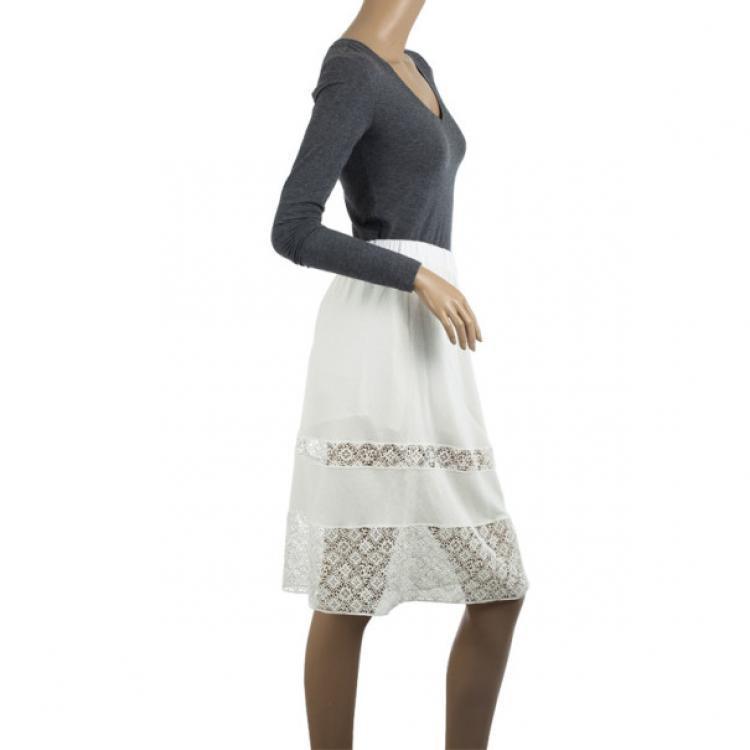 Pre Owned Louis Vuitton Monogram Lace Skirt S