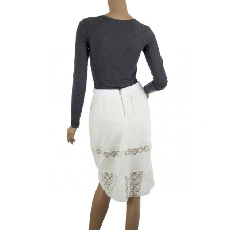 Pre Owned Louis Vuitton Monogram Lace Skirt S
