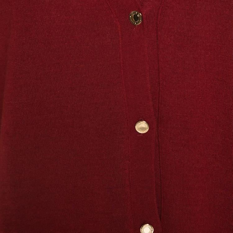 Pre Owned Louis Vuitton Red Cashmere and Silk Knit Button Front Cardigan XL