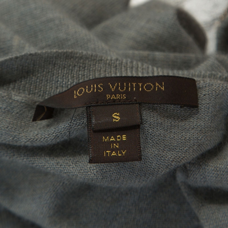 Pre Owned Louis Vuitton Grey Cashmere Knit Chain Detail Sleeveless Top S