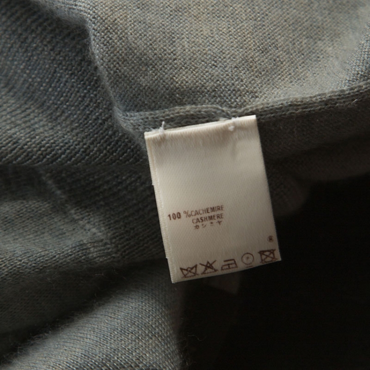 Pre Owned Louis Vuitton Grey Cashmere Knit Chain Detail Sleeveless Top S