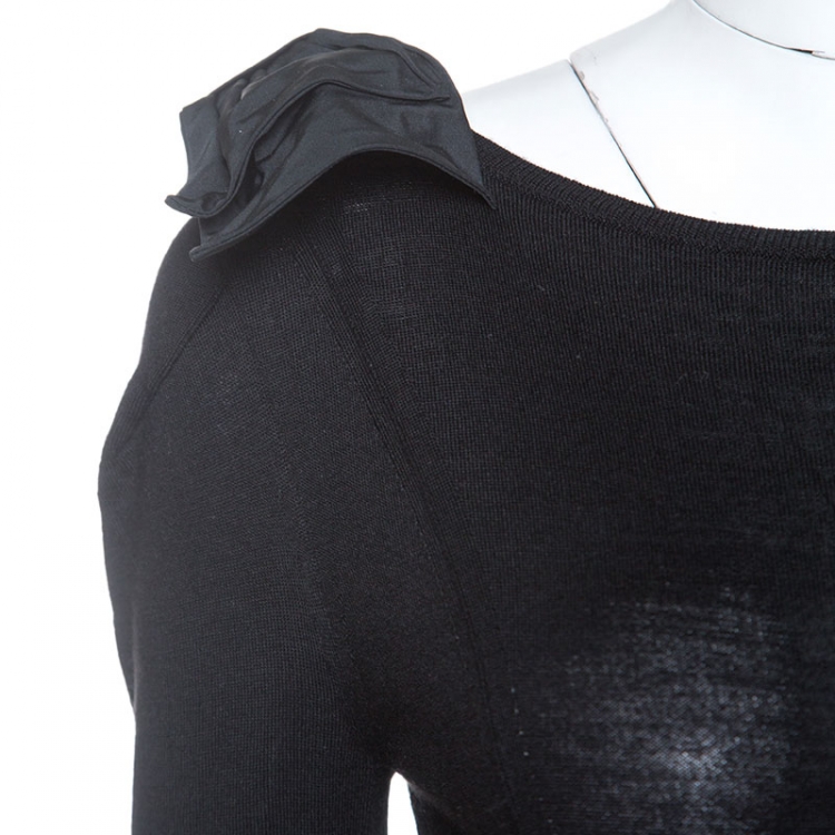Pre Owned Louis Vuitton Black Wool Knit Bow Detail Sweater S