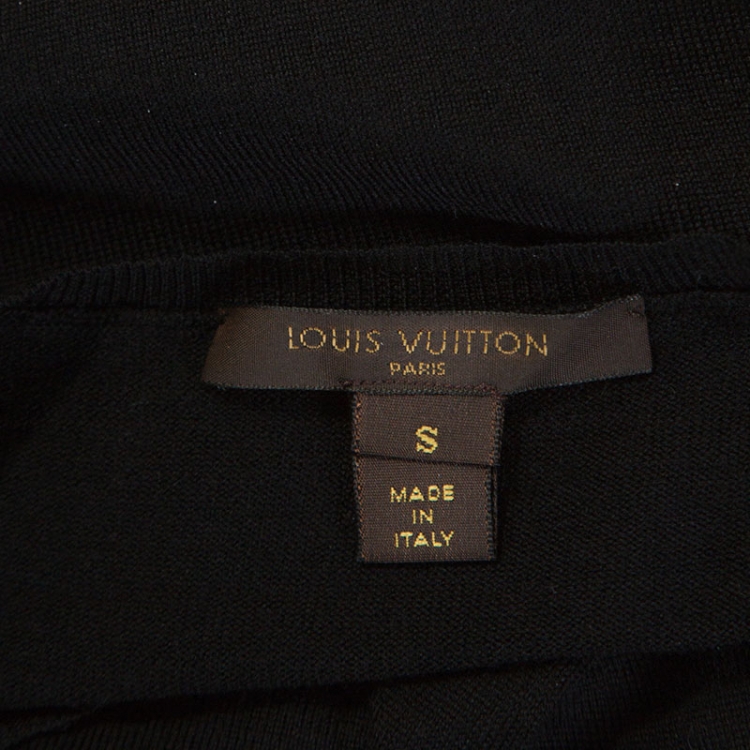 Pre Owned Louis Vuitton Black Wool Knit Bow Detail Sweater S