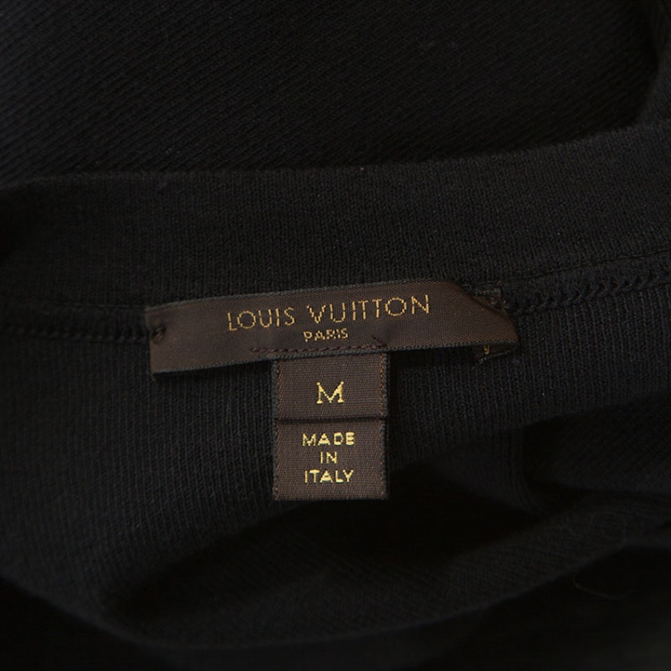 Pre Owned Louis Vuitton Black Stretch Cotton Sequinned Waist Flap Detail Top M