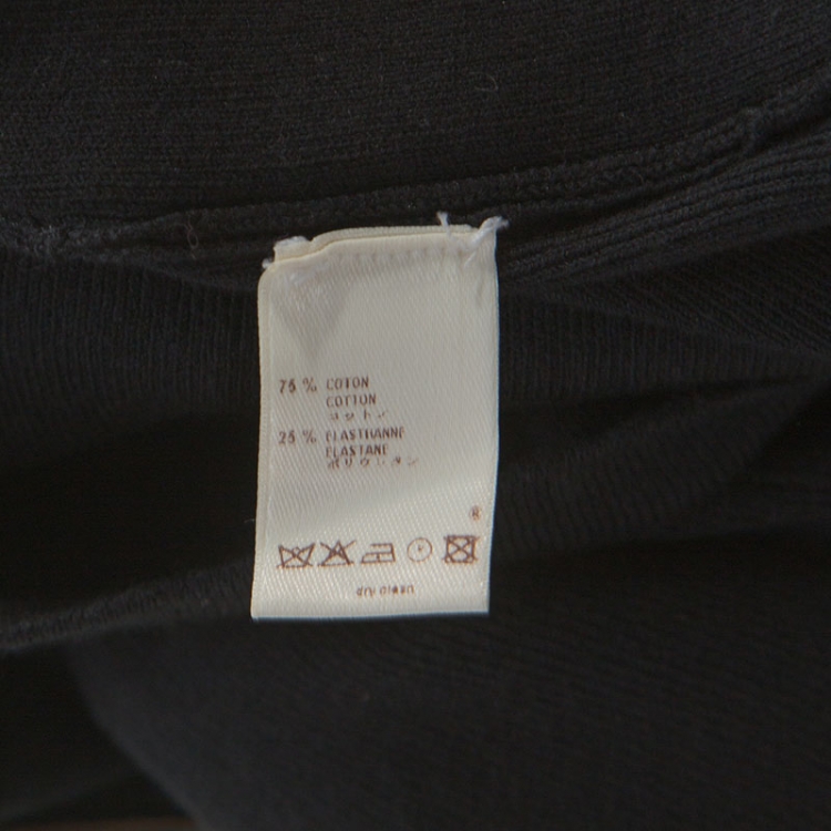 Pre Owned Louis Vuitton Black Stretch Cotton Sequinned Waist Flap Detail Top M