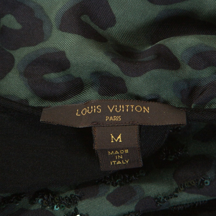 Pre Owned Louis Vuitton Bicolor Wool and Silk Sequinned Scarf Detail Top M  