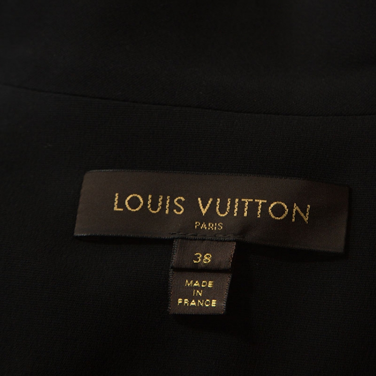 Pre Owned Louis Vuitton Black Silk Crepe Beaded Zip Pull Detail Jacket M