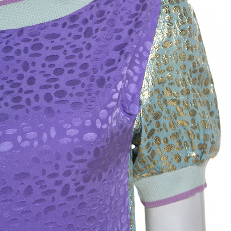 Pre Owned Louis Vuitton Multicolor Silk Metallic Weave Detail Buttoned Top S