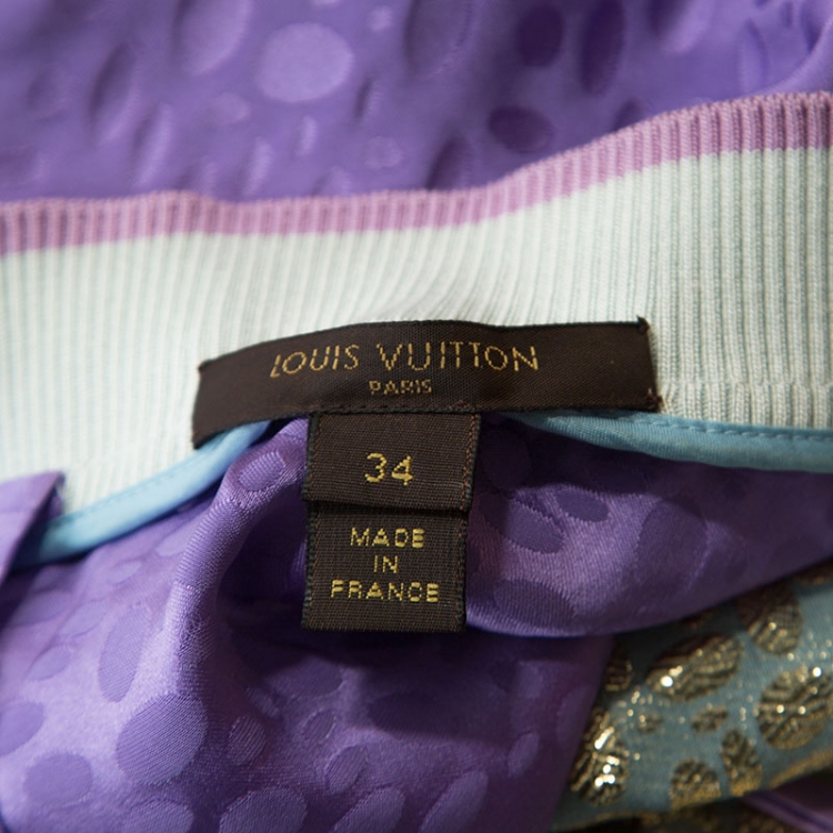 Pre Owned Louis Vuitton Multicolor Silk Metallic Weave Detail Buttoned Top S