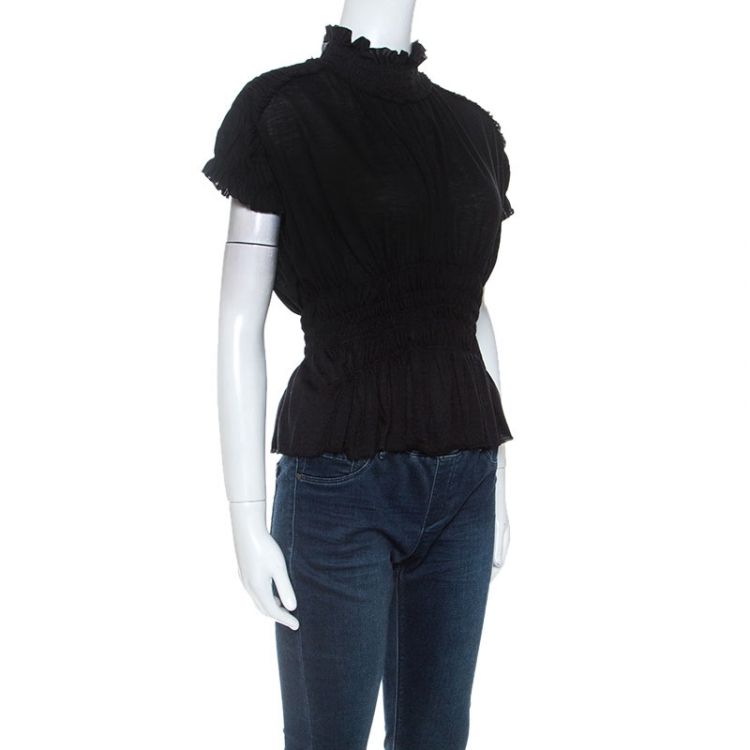 مملوكة مسبقًا Louis Vuitton Black Cashmere Smock Detail Zip Front S