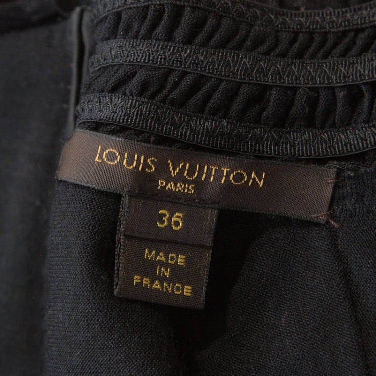 مملوكة مسبقًا Louis Vuitton Black Cashmere Smock Detail Zip Front S