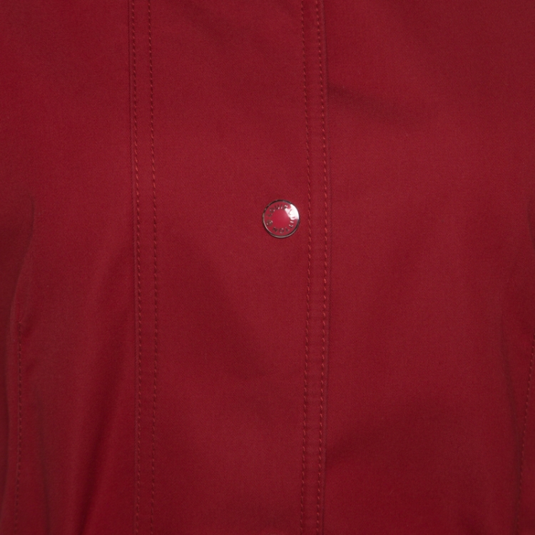 Pre Owned Louis Vuitton Red Gabardine Belted Front Button Coat M