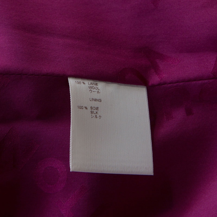 Pre Owned Louis Vuitton Magenta Wool Fur Button Detail Jacket L