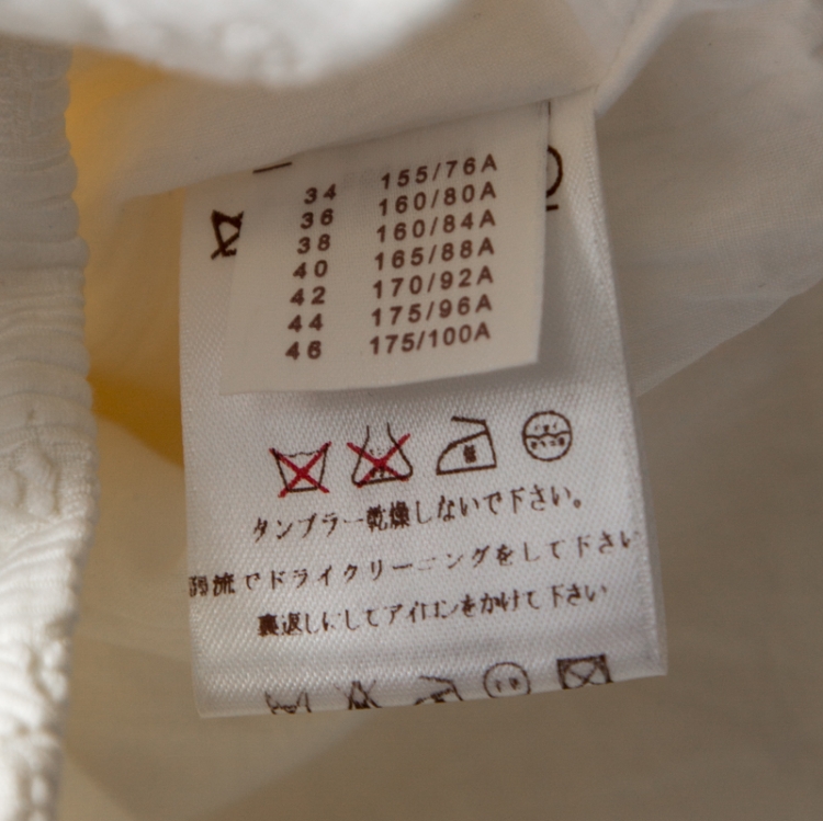 Pre Owned Louis Vuitton White Embossed Jacquard Button Detail Blouse M