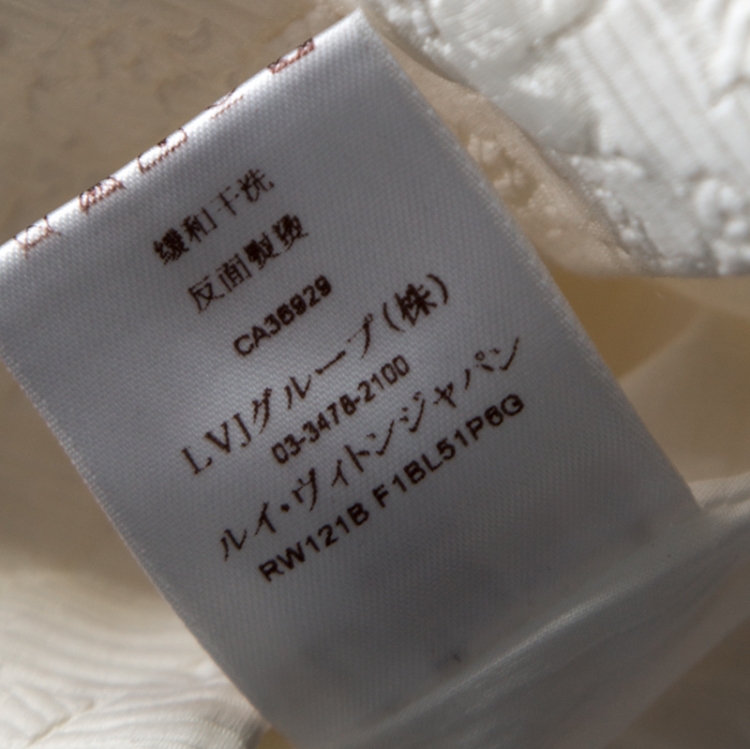 Pre Owned Louis Vuitton White Embossed Jacquard Button Detail Blouse M