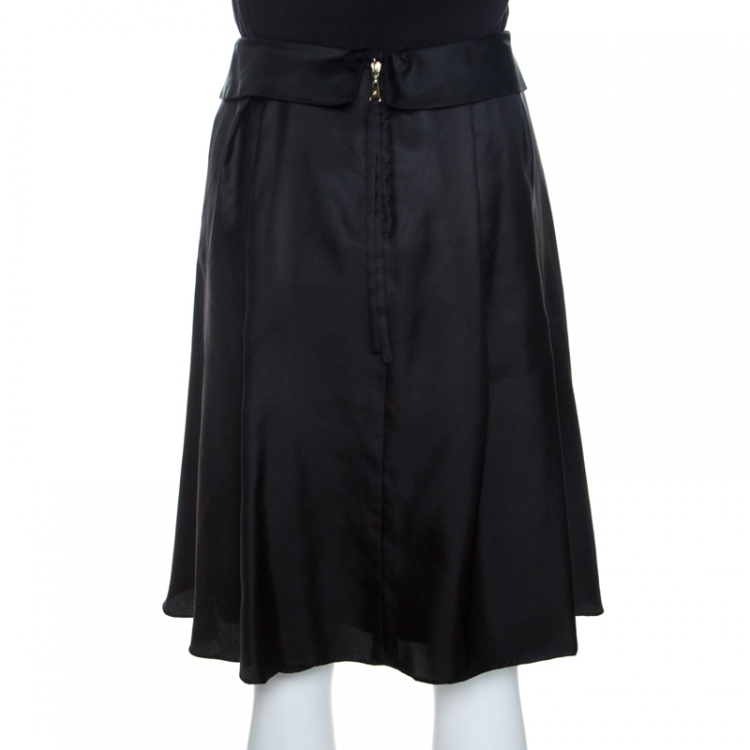 Pre Owned Louis Vuitton Black Silk Flared Skirt M
