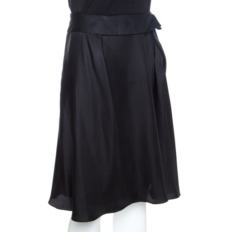Pre Owned Louis Vuitton Black Silk Flared Skirt M