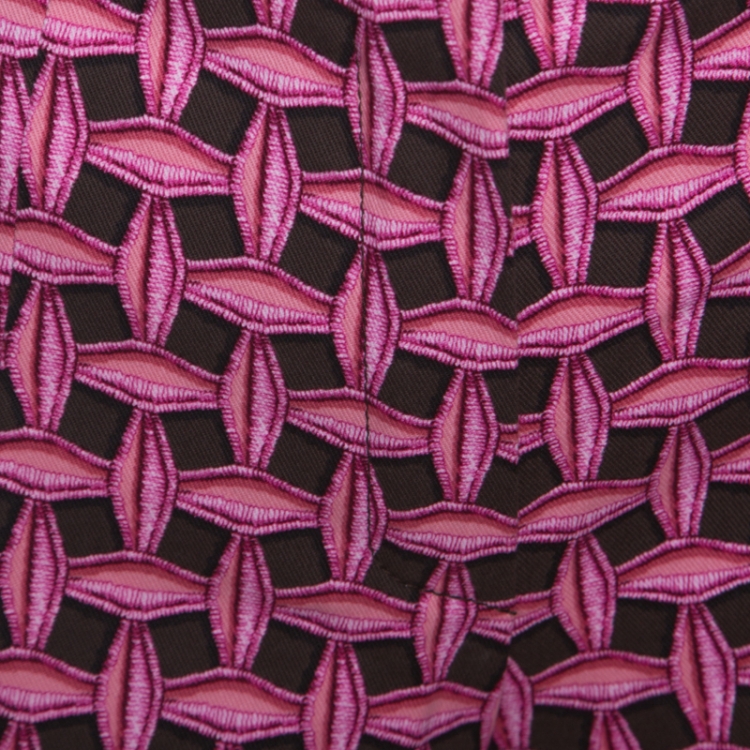 Pre Owned Louis Vuitton Pink & Brown Printed Denim Pleated Shorts S
