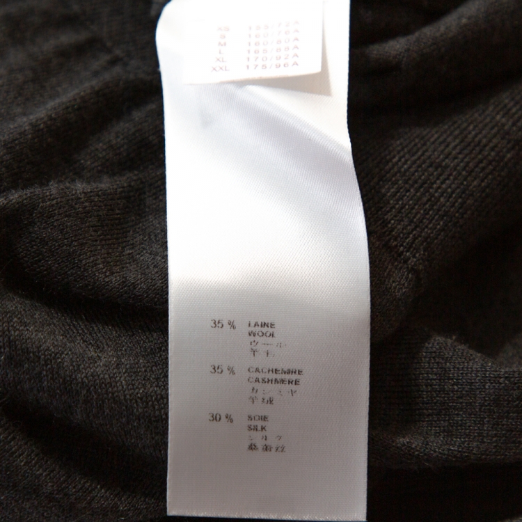 Pre Owned Louis Vuitton Grey Cashmere Wool Blend Monogram Button Detail Top S