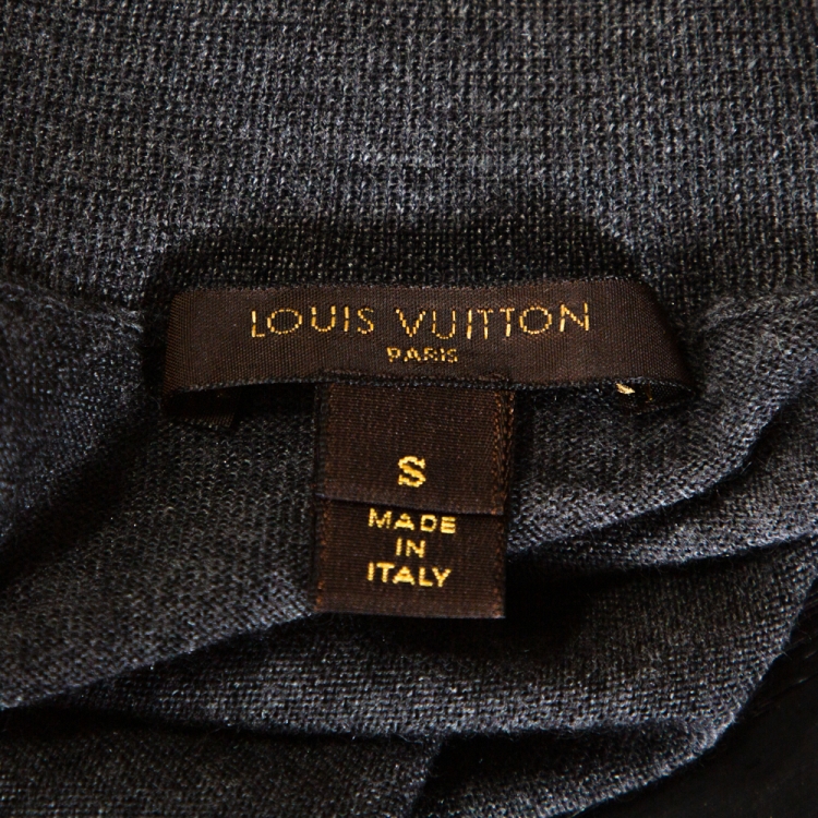 Pre Owned Louis Vuitton Grey Cashmere Wool Blend Monogram Button Detail Top S