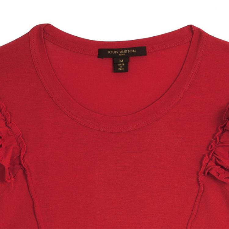 Pre Owned Louis Vuitton Red Cotton Short Sleeved Dress M