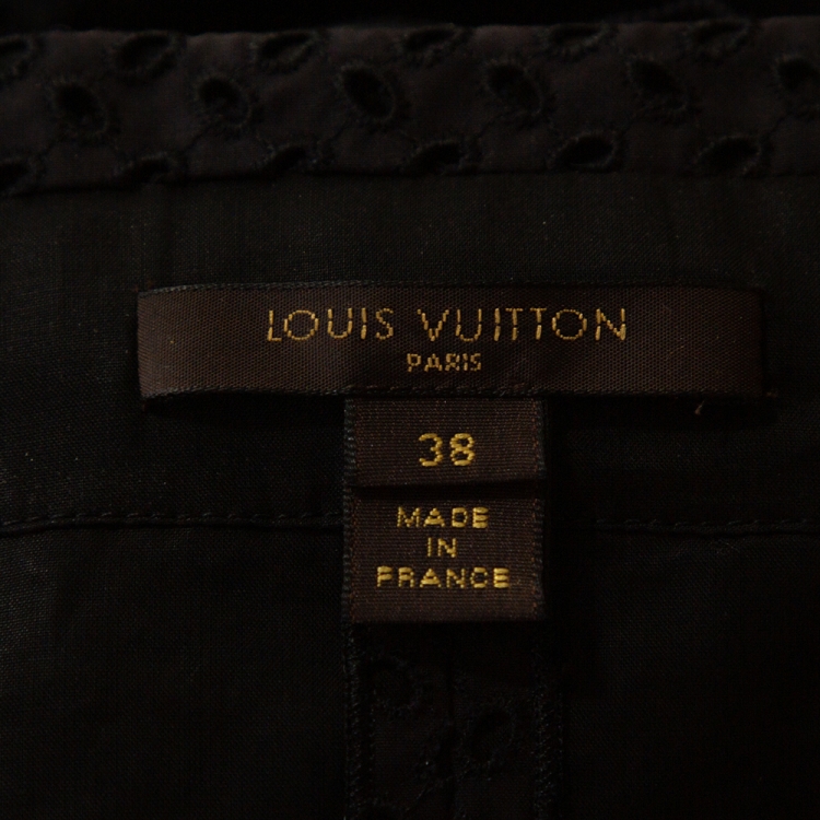 Pre Owned Louis Vuitton Black Silk & Cotton Lace Belted Vest Jacket M