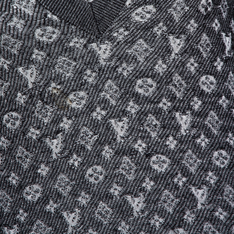 Pre Owned Louis Vuitton Black Monogram Patterned Cashmere & Silk Knit Jumper S