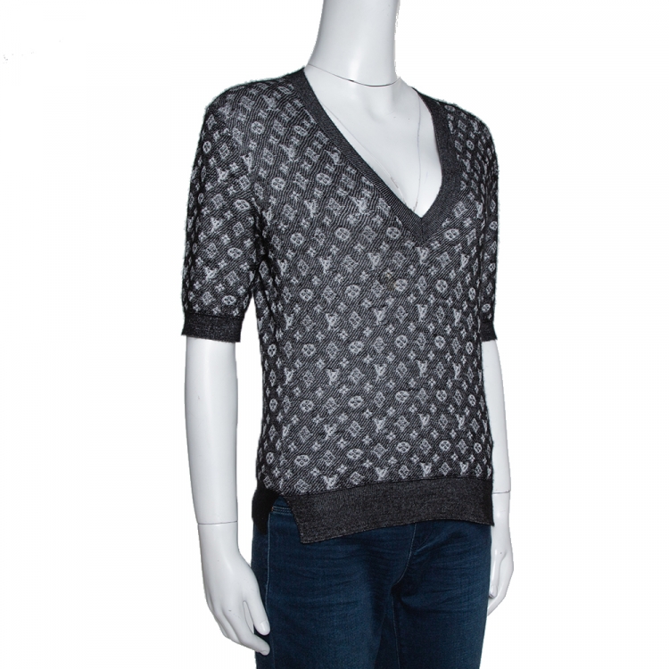Louis Vuitton Black Monogram Patterned Cashmere & Silk Knit Jumper