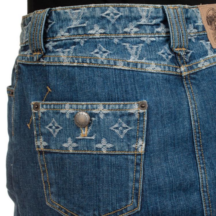 Pre Owned Louis Vuitton Denim Monogram Skirt