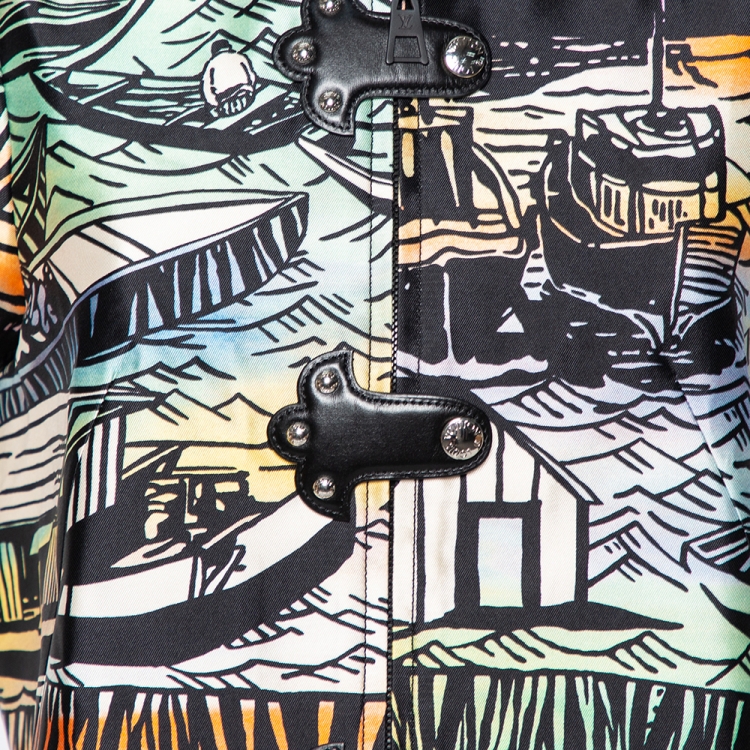 Pre Owned Louis Vuitton Multicolored Printed Silk Zip Front Top M