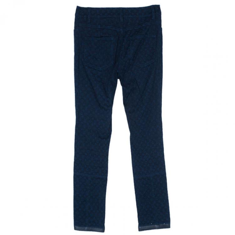 Pre Owned Louis Vuitton Blue Monogram Denim Pants S